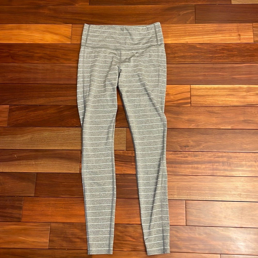 Grey and white stripped leggings
